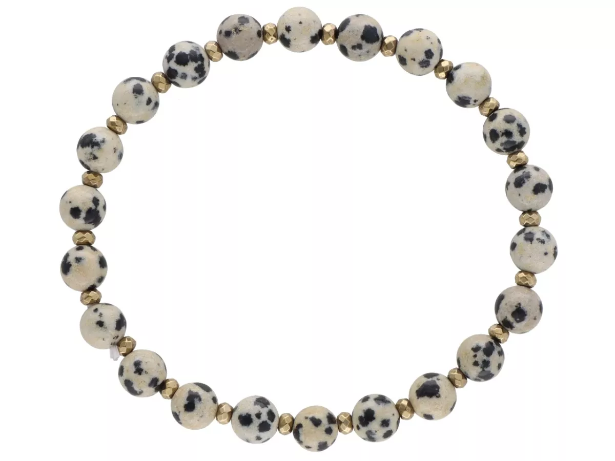 R4M64 BRANSOLETKA JASPIS DALMATYŃSKI KULE 6,5 mm