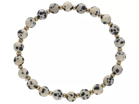 R4M64 BRANSOLETKA JASPIS DALMATYŃSKI KULE 6,5 mm