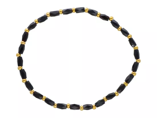 R4S58 BRANSOLETKA KRYSZTAŁKI I STAL CHIRURGICZNA NA GUMCE