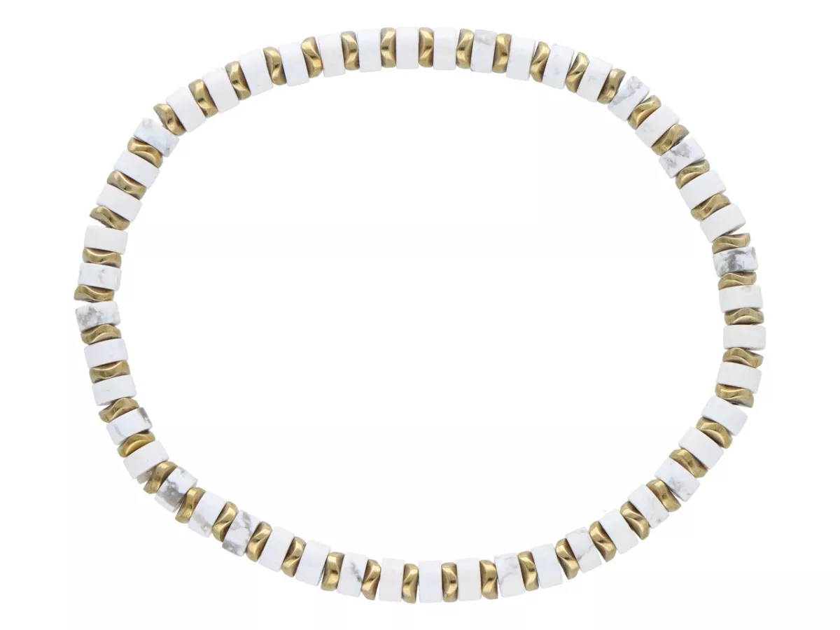 R4U73 BRANSOLETKA HOWLIT BIAŁY LUX I HEMATYT