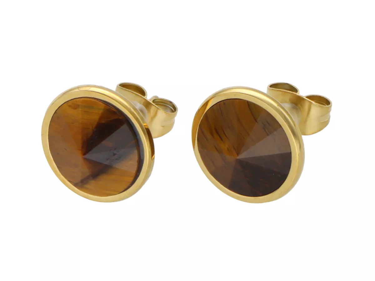 U1W50 KOLCZYKI TYGRYSIE OKO I STAL CHIRURGICZNA 1 PARA