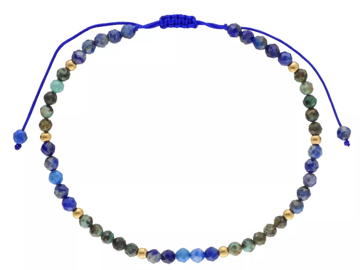 R4O20 BRANSOLETKA SHAMBALLA LAPIS LAZULI TURKUS AFRYKAŃSKI I STAL