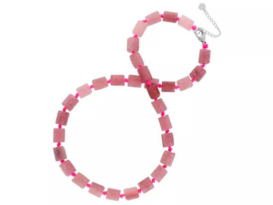 N3L37 NASZYJNIK KRYSZTAŁ GÓRSKI TRUSKAWKOWY MATOWY