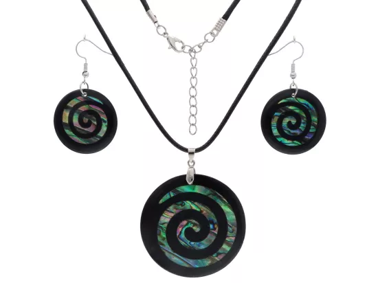 N3N70 KOMPLET BIŻUTERII MASA PERŁOWA - NASZYJNIK I KOLCZYKI