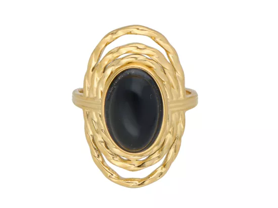 R4M81 PIERŚCIONEK ONYKS STAL CHIRURGICZNA 1 SZTUKA