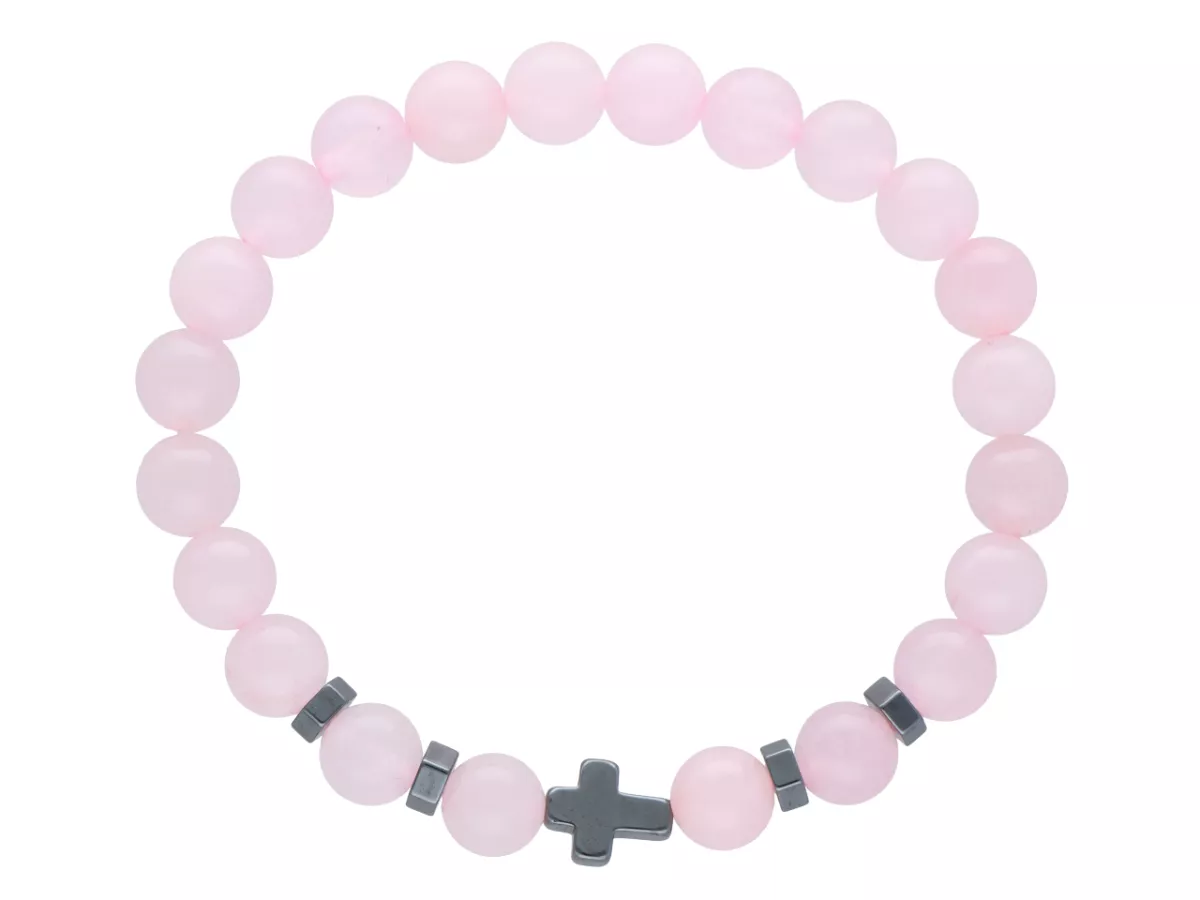 R4O00 BRANSOLETKA KWARC RÓŻOWY KULE 8 mm
