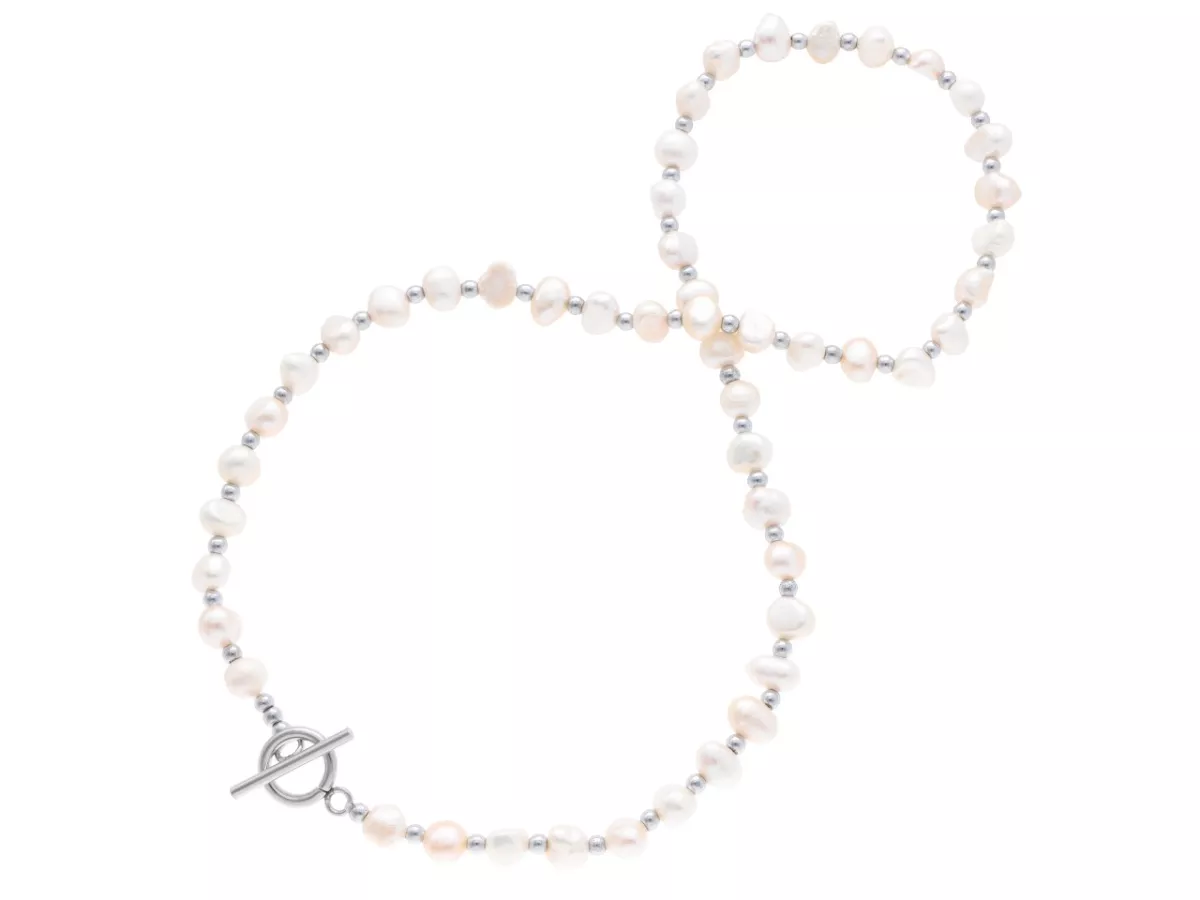 N3O62 NASZYJNIK PERŁA NATURALNA I HEMATYT