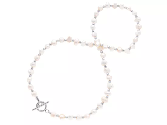 N3O62 NASZYJNIK PERŁA NATURALNA I HEMATYT