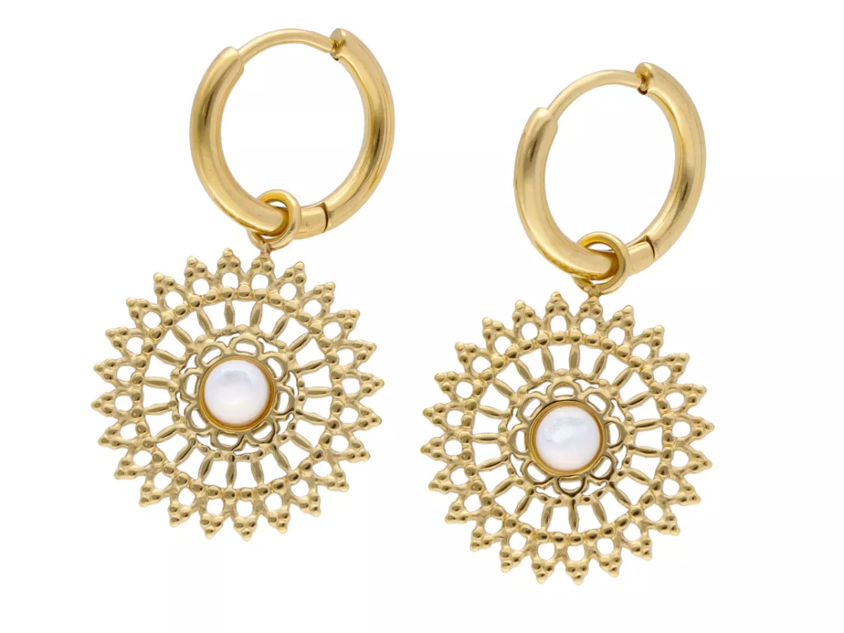 U1X07 KOLCZYKI MASA PERŁOWA I STAL CHIRURGICZNA 1 PARA