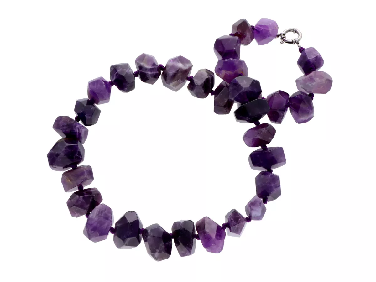 N3K48 NASZYJNIK AMETYST BRYŁKI