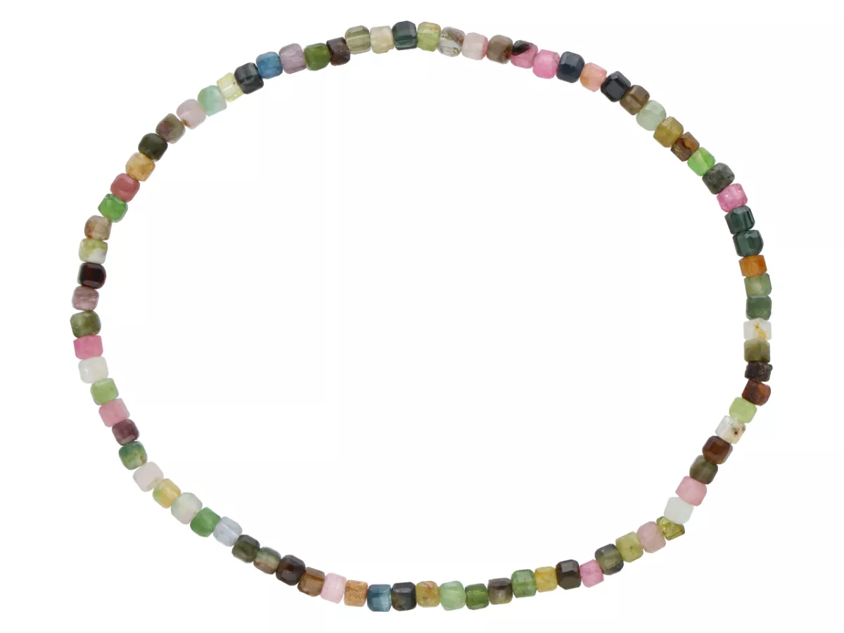 R4K88 BRANSOLETKA TURMALIN KOSTKI FASETOWANE 2,5 mm