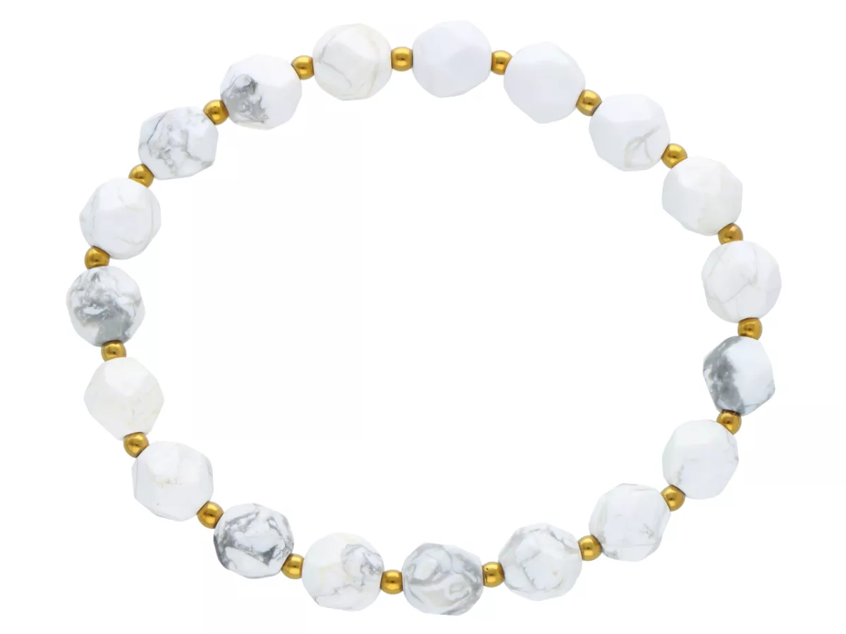 R4M35 BRANSOLETKA HOWLIT BIAŁY LUX DIAMENTOWY KULE FASETOWAN 8 mm