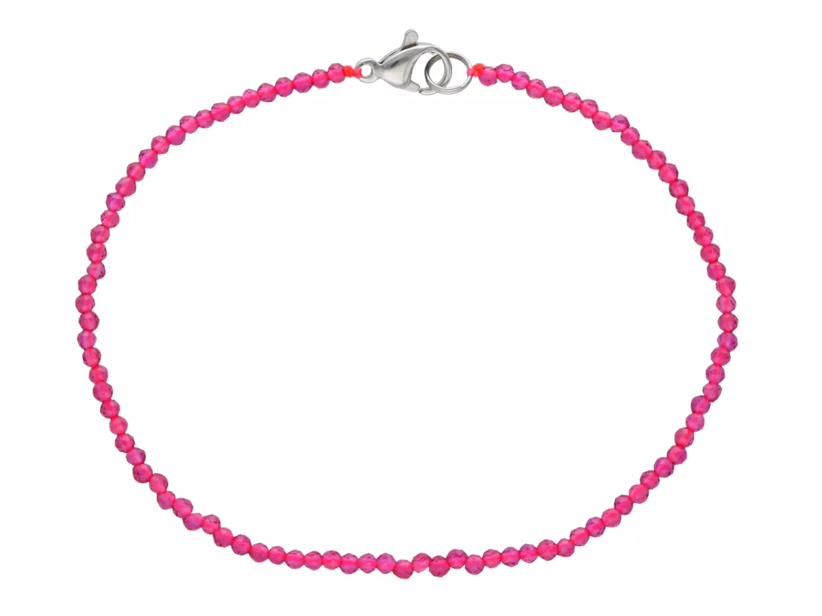 R3B17 BRANSOLETKA CZERWONY RUBIN KULE FASETOWANE 2 mm