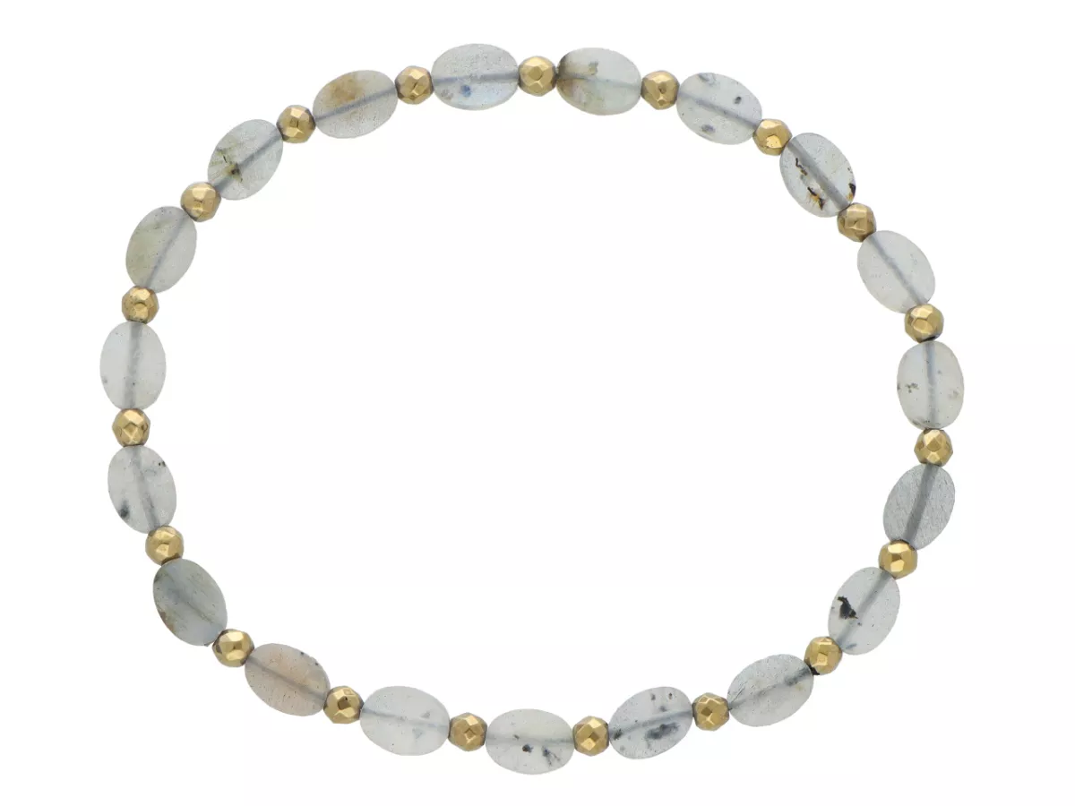 R5C73 BRANSOLETKA LABRADORYT I HEMATYT