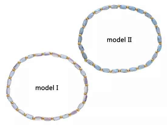 R4S45 BRANSOLETKA KRYSZTAŁKI I STAL CHIRURGICZNA NA GUMCE