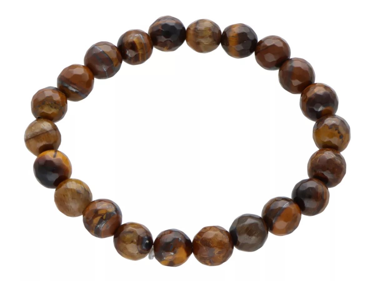 R1L23 BRANSOLETKA TYGRYSIE OKO KULE FASETOWANE 8 mm