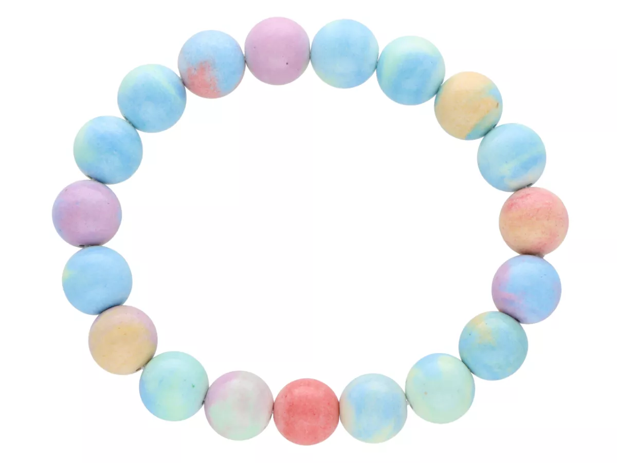 R4N14 BRANSOLETKA BIAŁY AGAT BARWIONY KULE 10 mm