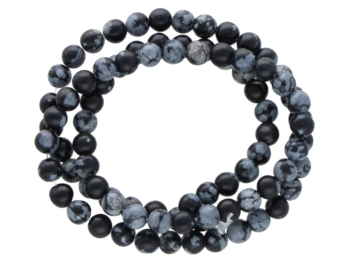 K6R08 OBSYDIAN ŚNIEŻNY KULE 4,5 mm 1 SZNUR