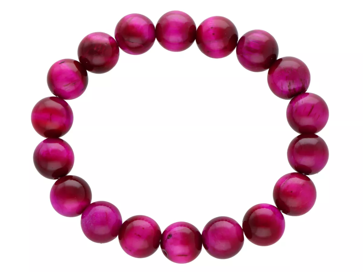 R4W19 BRANSOLETKA TYGRYSIE OKO RÓŻOWE KULE 10,5 mm