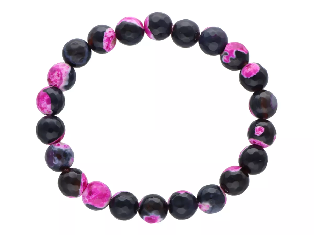 R4H58 BRANSOLETKA AGAT KULE FASETOWANE 8 mm