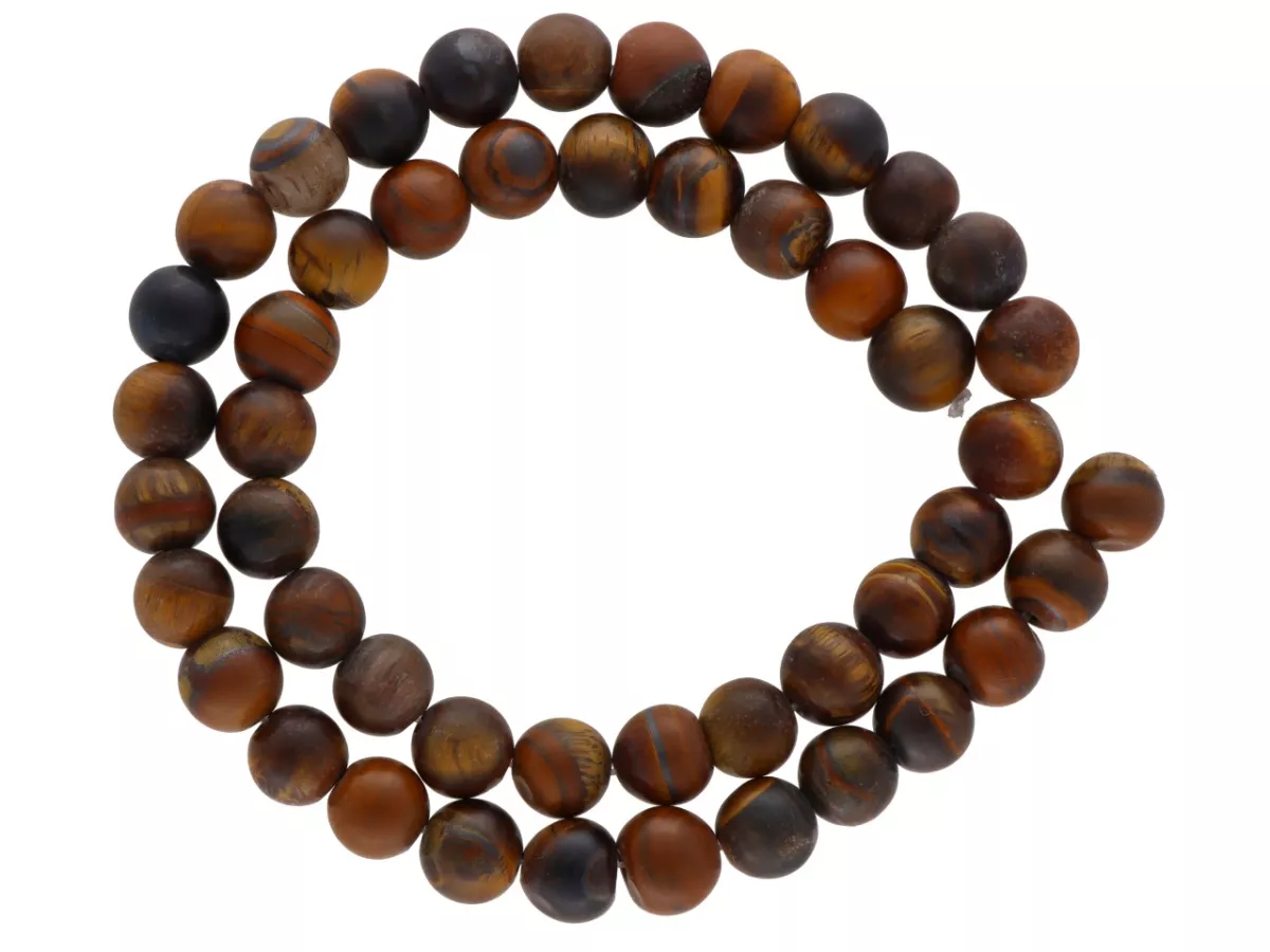 K6Y47 TYGRYSIE OKO MATOWE KULE 8,5 mm - 1 SZNUR