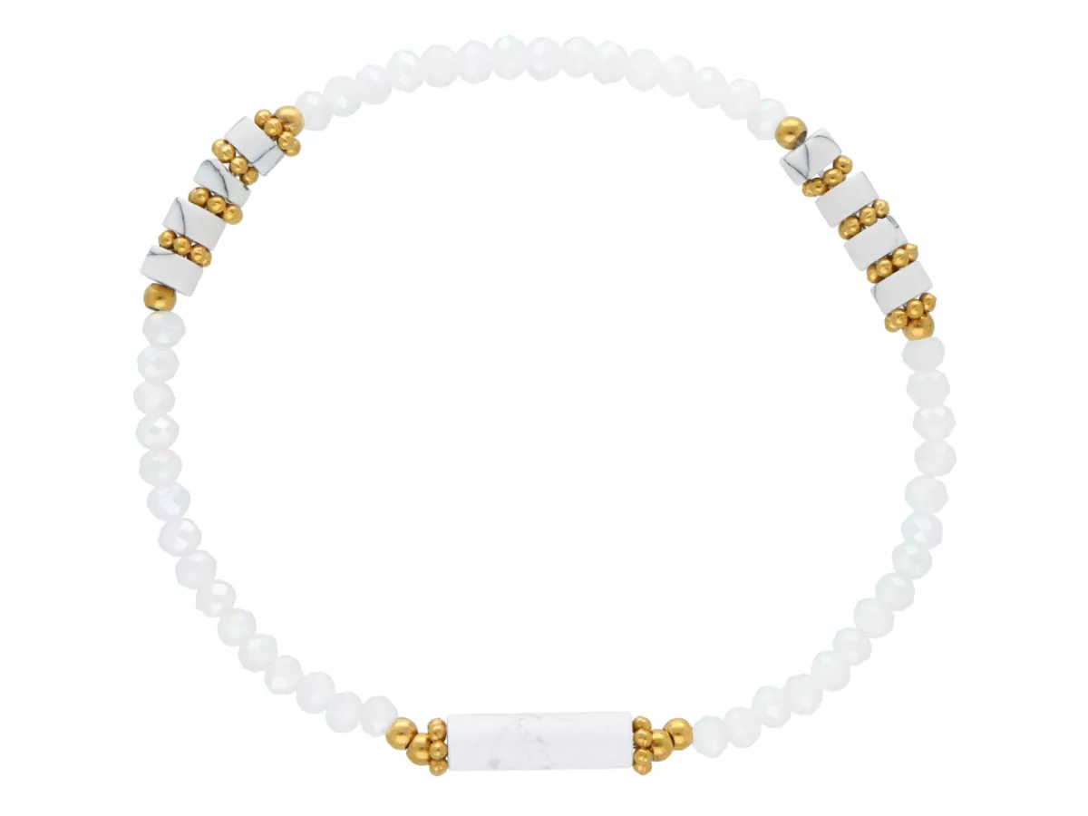 R5C79 BRANSOLETKA HOWLIT BIAŁY LUX KRYSZTAŁKI I STAL CHIRURGICZNA