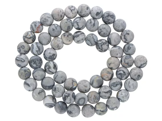 K6W39 JASPIS PICASSO SZARY MATOWY KULE 6,5 mm - 1 SZNUR