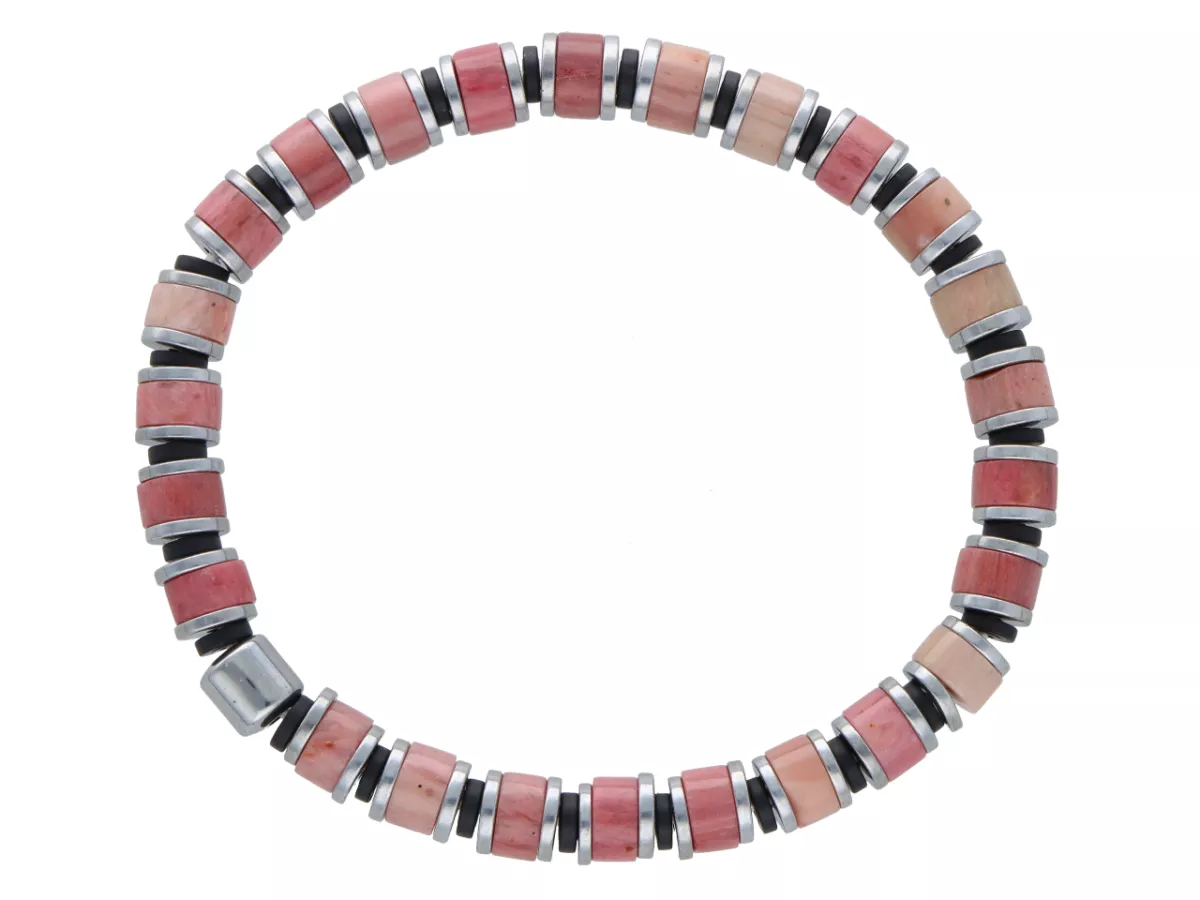 R4O62 BRANSOLETKA RODOCHROZYT KAMIEŃ TYGRYSI I HEMATYT