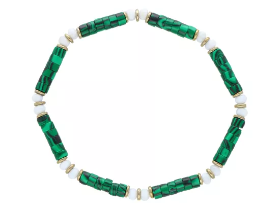 R5A37 BRANSOLETKA MALACHIT MASA PERŁOWA I HEMATYT