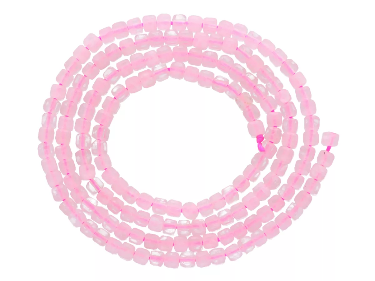 K7M50 KWARC RÓŻOWY KOSTKI FASETOWANE 2,5/2,5 mm - 1 SZNUR