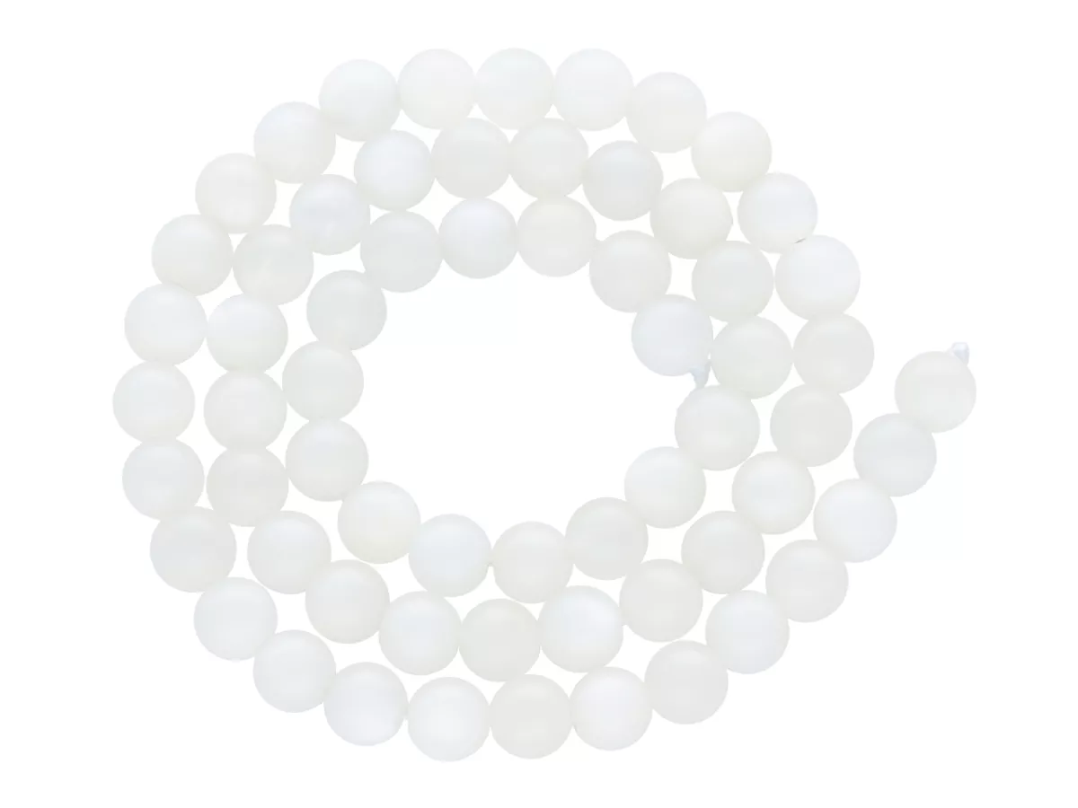 K7J01 BIAŁY KAMIEŃ KSIĘŻYCOWY KULE 6,5 mm - 1 SZNUR