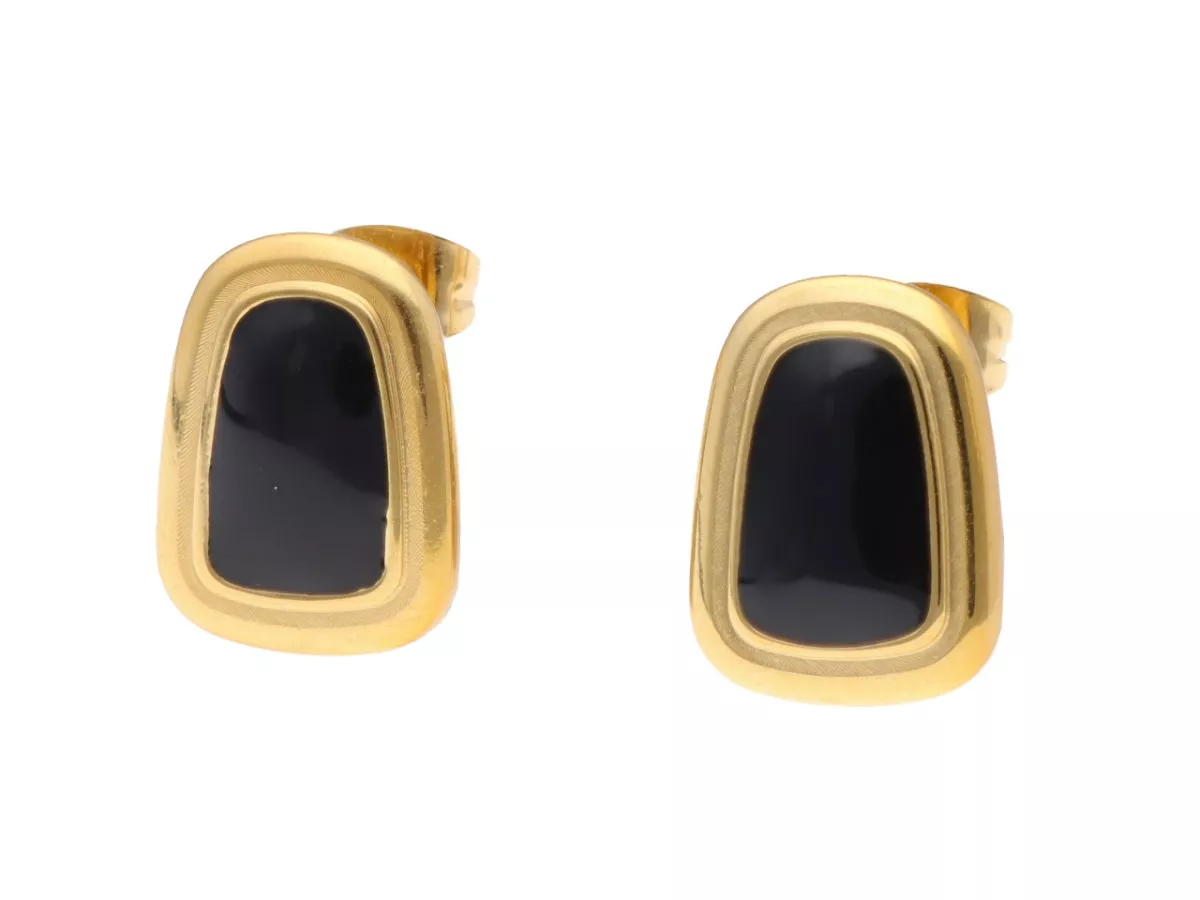 U1Y10 KOLCZYKI ONYKS I STAL CHIRURGICZNA 1 PARA