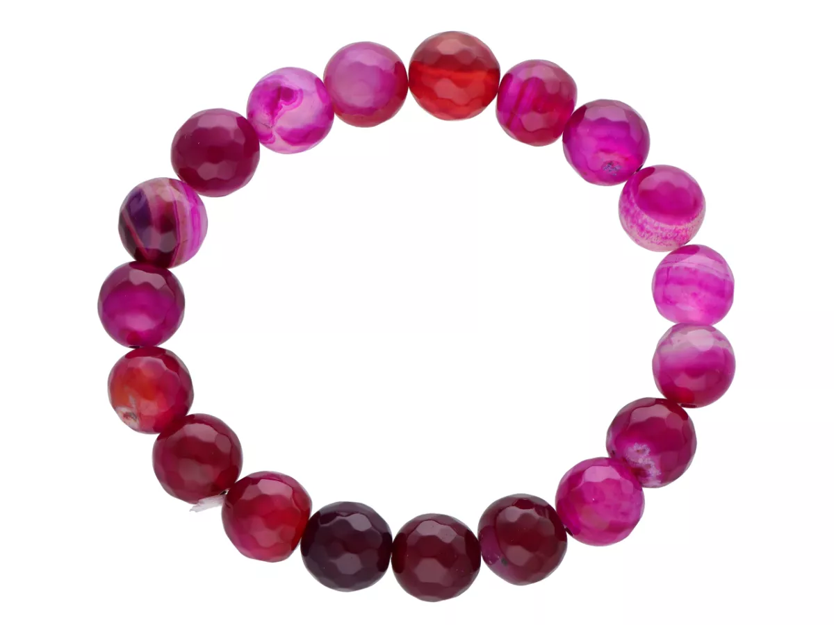 R4H83 BRANSOLETKA AGAT KULE FASETOWANE 10 mm