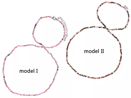 N2P20 NASZYJNIK TURMALIN KULE FASETOWANE 2 mm
