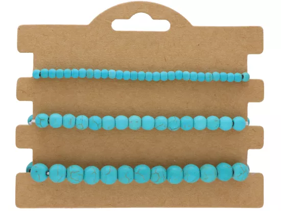 R4T93 ZESTAW BRANSOLETEK TURKUS MATOWY KULE