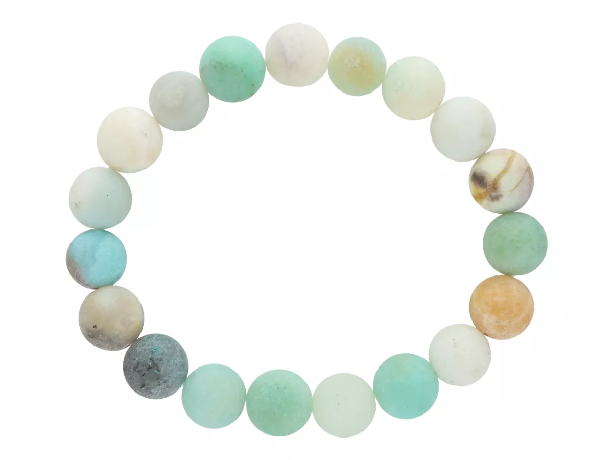 R2C53 BRANSOLETKA AMAZONIT TRAWIONY KULE 10 mm