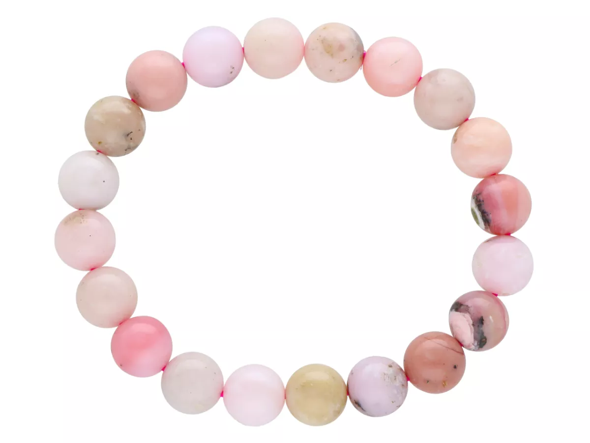 R4H38 BRANSOLETKA OPAL RÓŻOWY KULE 10 mm