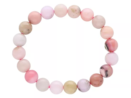 R4H38 BRANSOLETKA OPAL RÓŻOWY KULE 10 mm