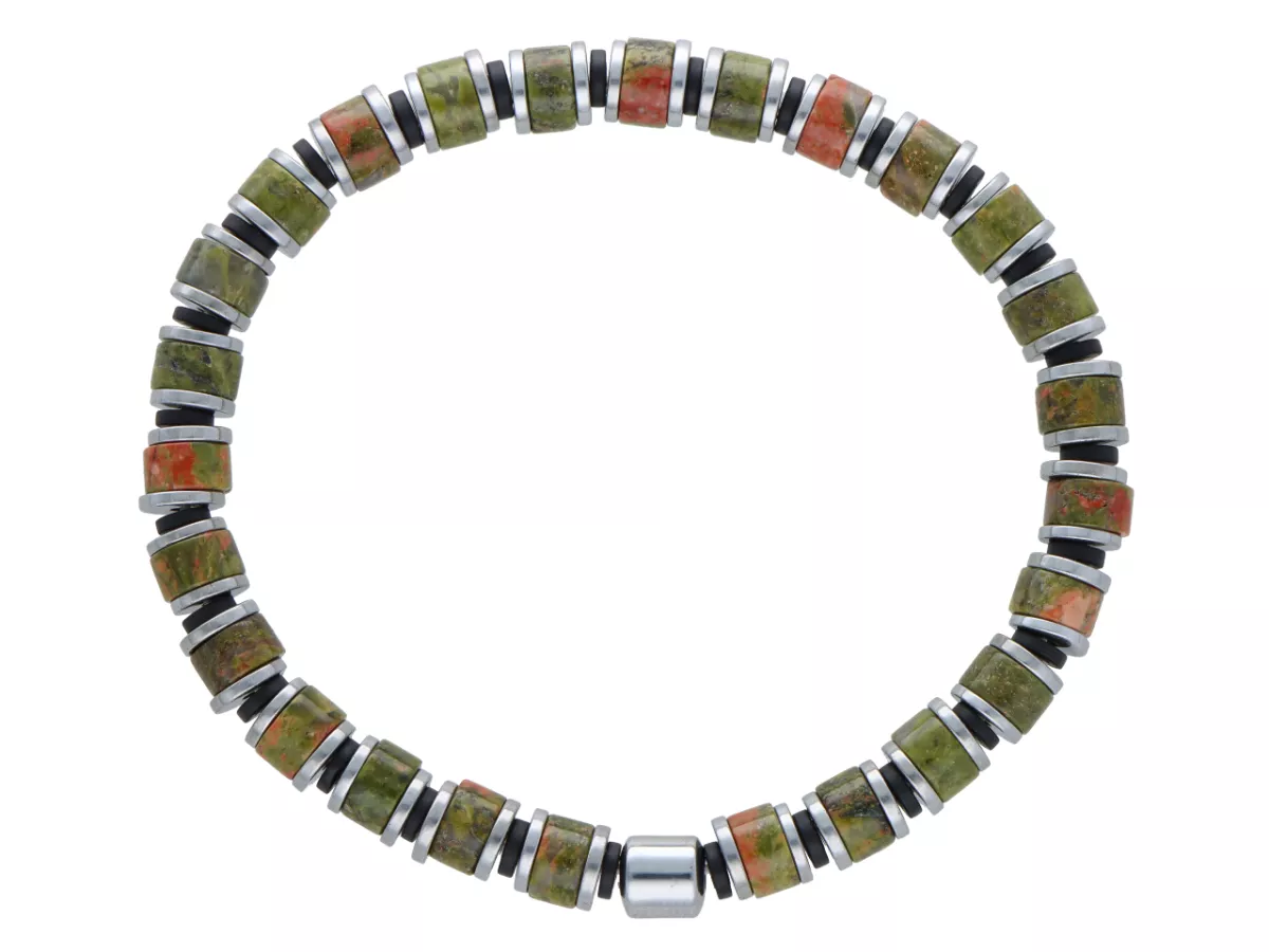 R4O56 BRANSOLETKA UNAKIT KAMIEŃ TYGRYSI I HEMATYT