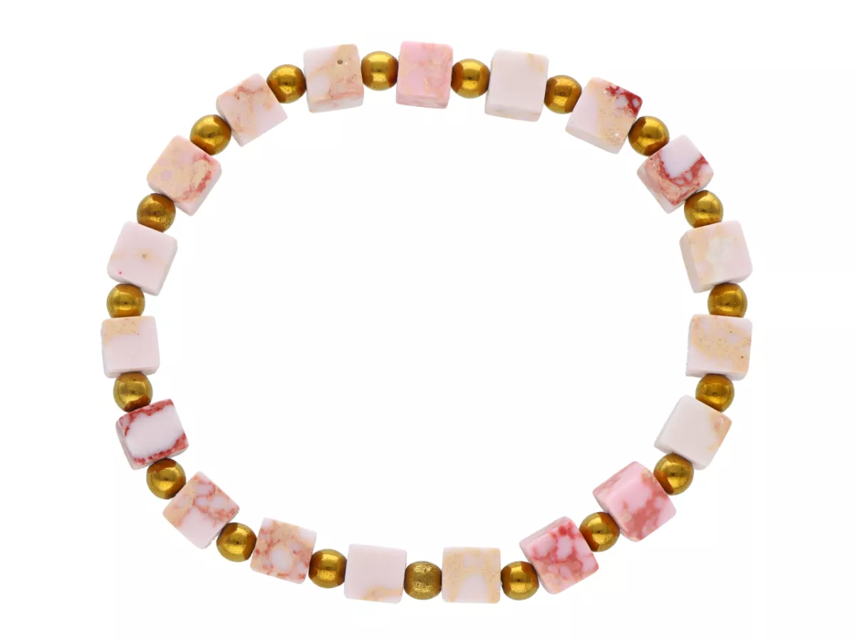 R4K68 BRANSOLETKA JASPIS CESARSKI KOSTKI 6 mm