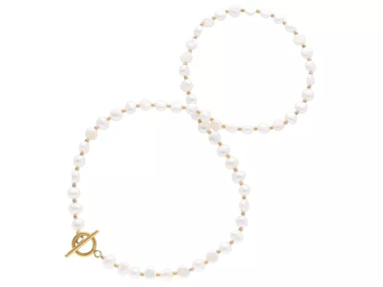 N3O78 NASZYJNIK PERŁA NATURALNA I HEMATYT