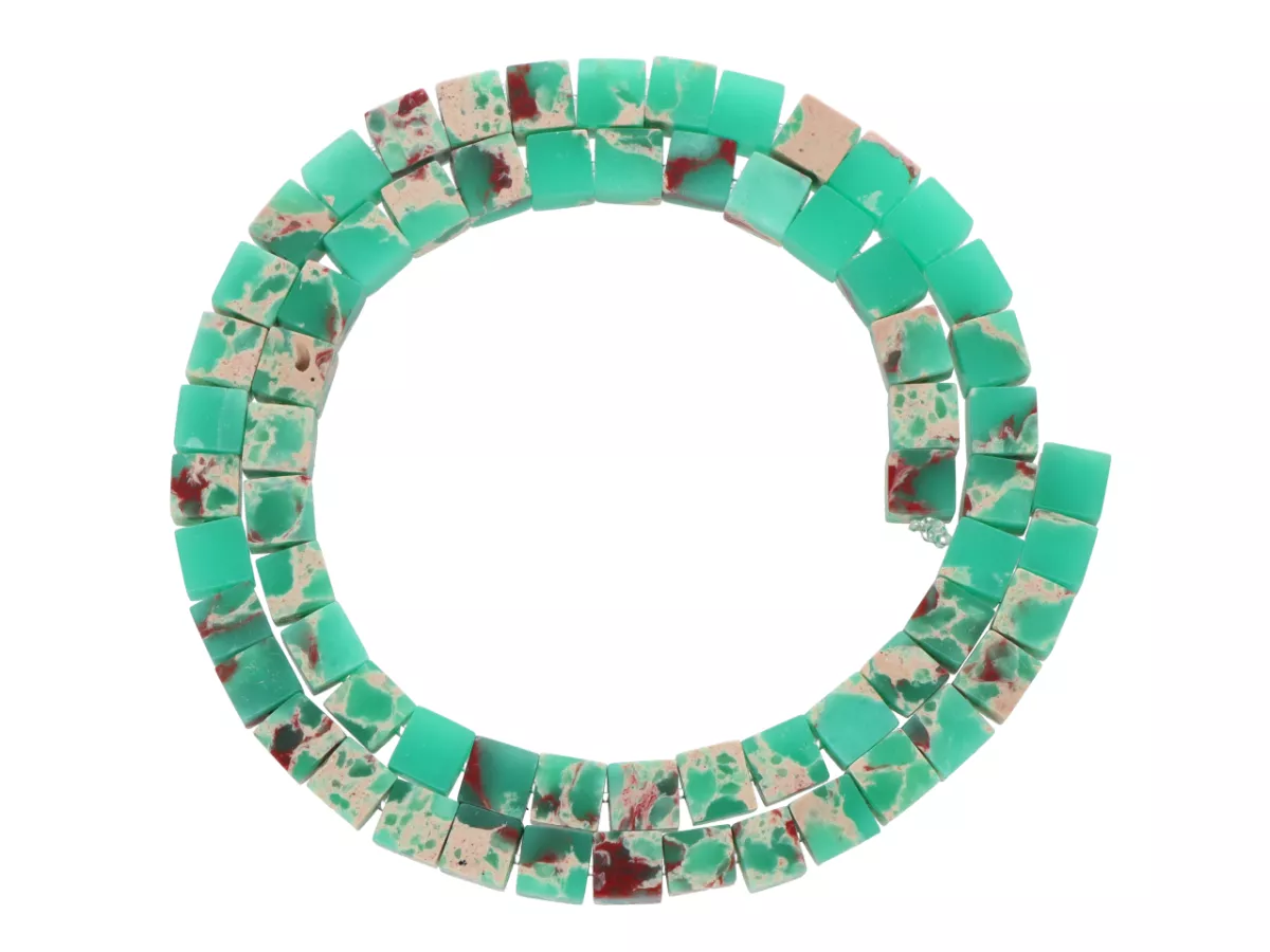 K7L19 JASPIS CESARSKI KOSTKI 6/6 mm - 1 SZNUR