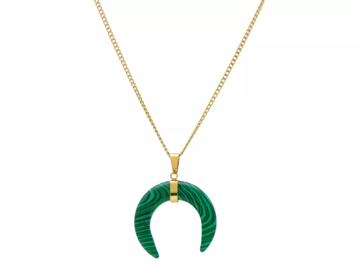 N3I22 NASZYJNIK RÓG OBFITOŚCI MALACHIT I STAL CHIRURGICZNA