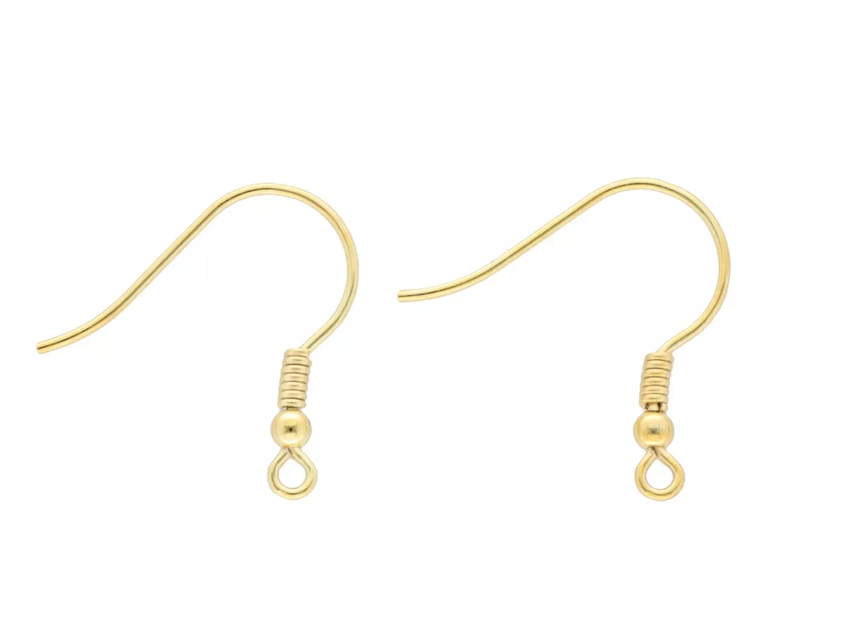 P3H72 BIGLE OTWARTE Z KULKĄ SREBRO 925 POZŁACANE - 1 PARA