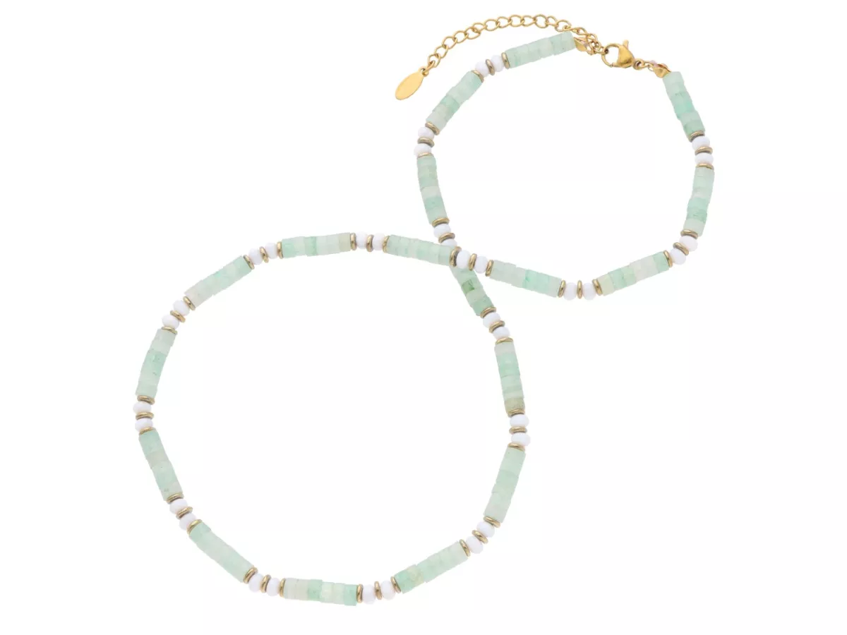 N3O03 NASZYJNIK AWENTURYN MASA PERŁOWA I HEMATYT