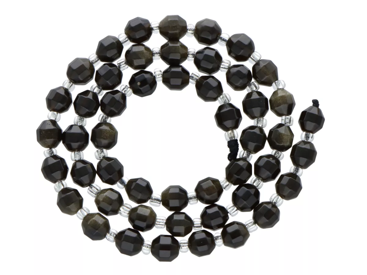 K7I56 ZŁOTY OBSYDIAN KULE FASETOWANE 6 mm - 1 SZNUR