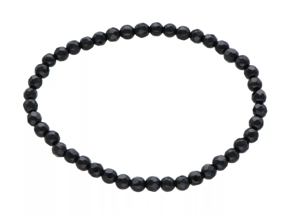 R3U02 BRANSOLETKA ONYKS LUX KULE FASETOWANE 4 mm