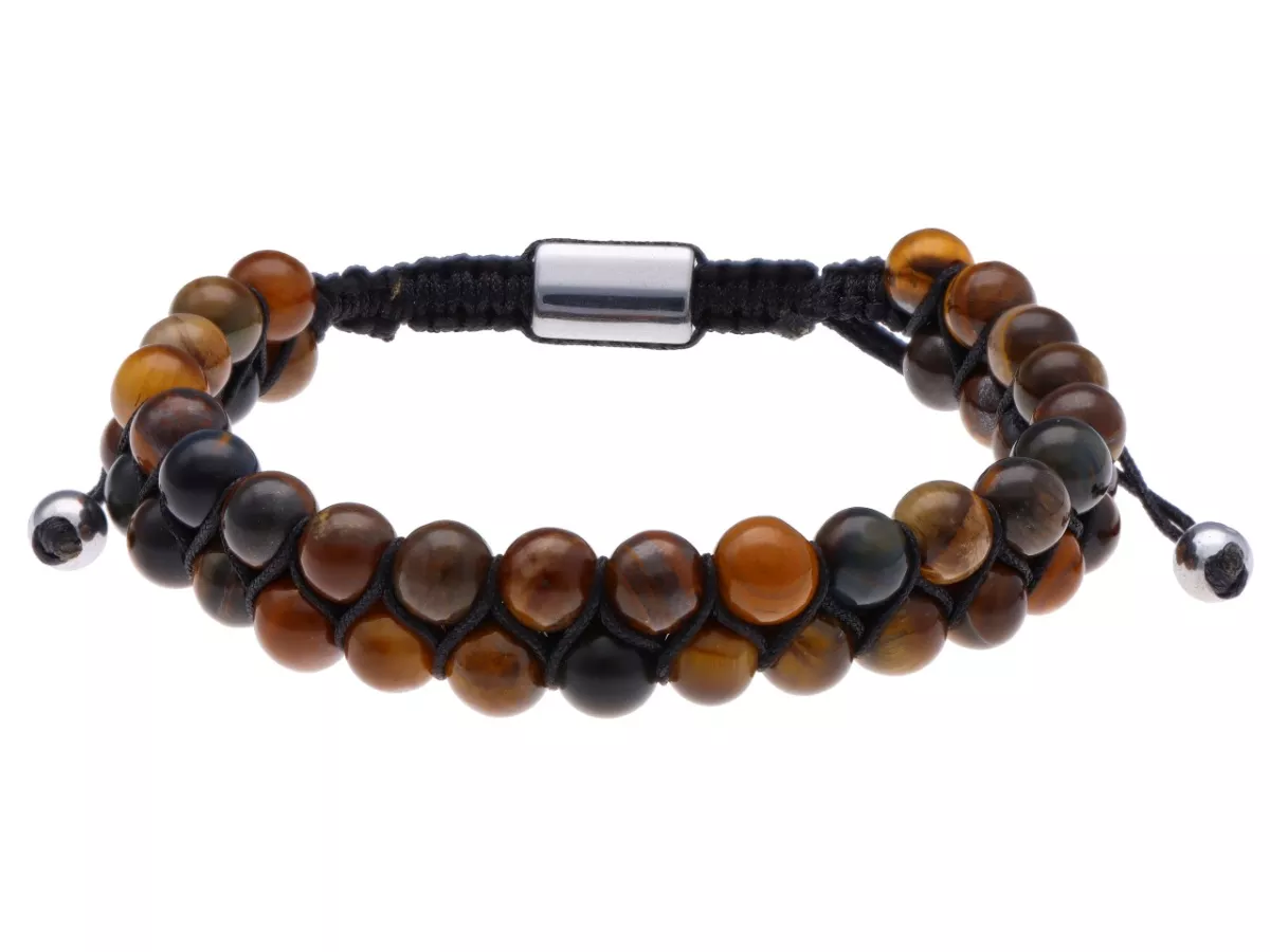 R4T34 BRANSOLETKA SHAMBALLA TYGRYSIE OKO I STAL CHIRURGICZNA