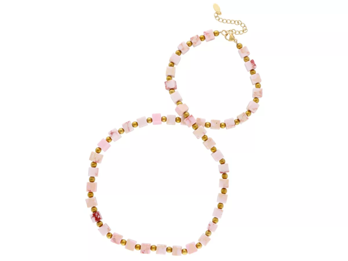 N3L50 NASZYJNIK JASPIS CESARSKI KOSTKI