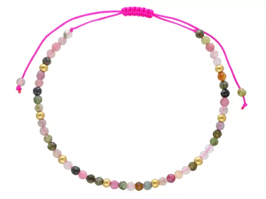 R4O08 BRANSOLETKA SHAMBALLA TURMALIN I STAL CHIRURGICZNA